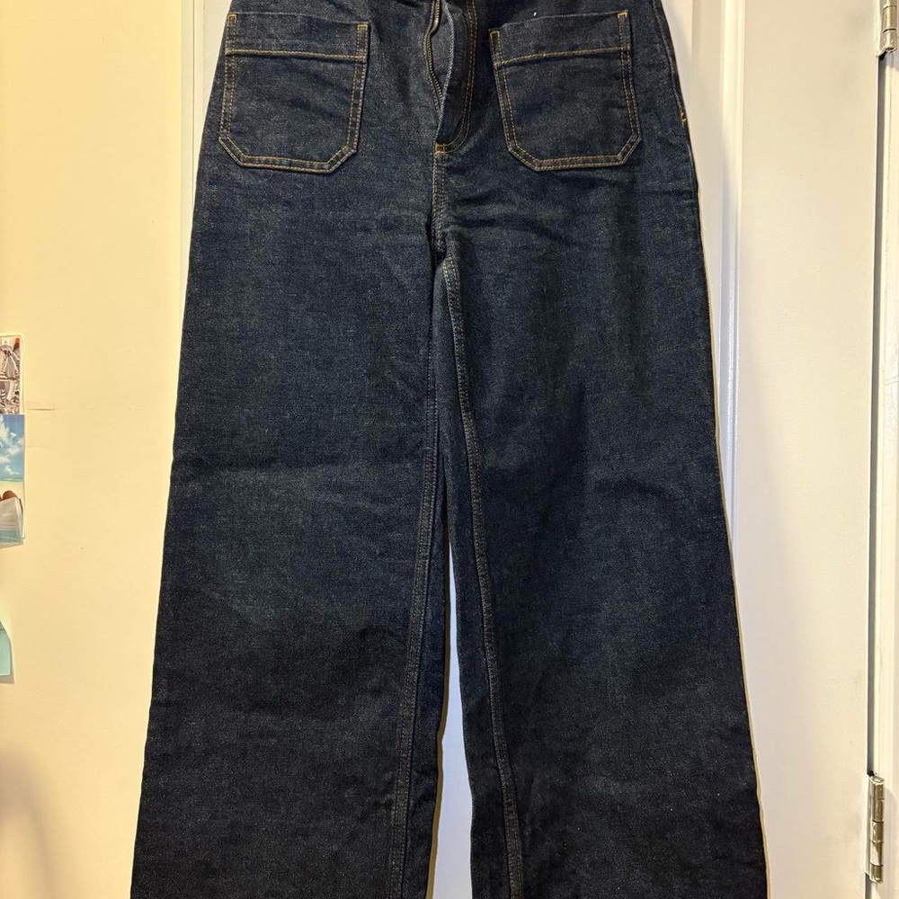 Dark Blue Wide-Leg Jeans